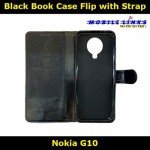 Black Book Case Flip with Strap For Nokia G10 TA-1334 Slim Fit Look